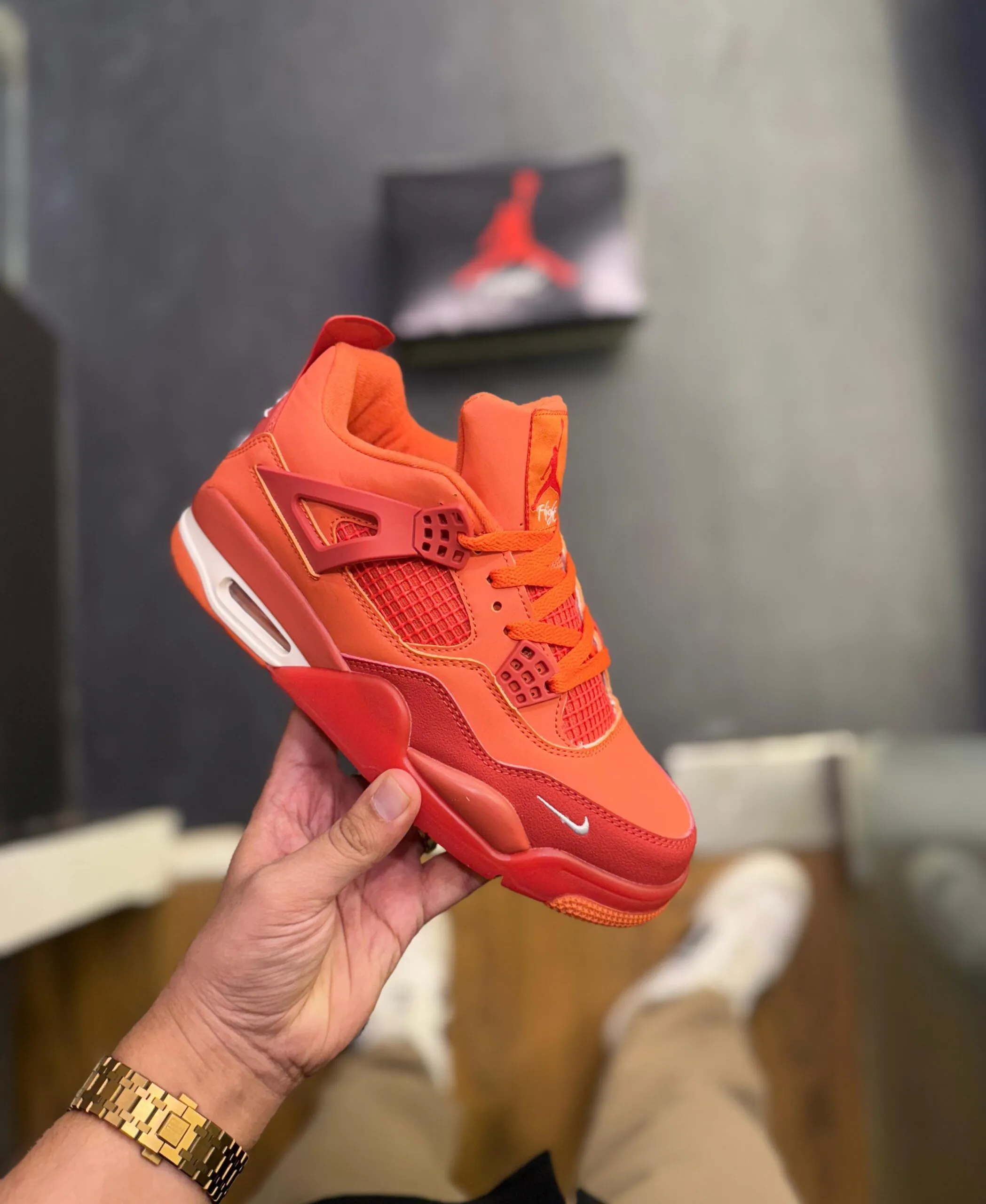 shop for Nike Air Jordan Retro 4 Light Jade Orange - First copy shoe
