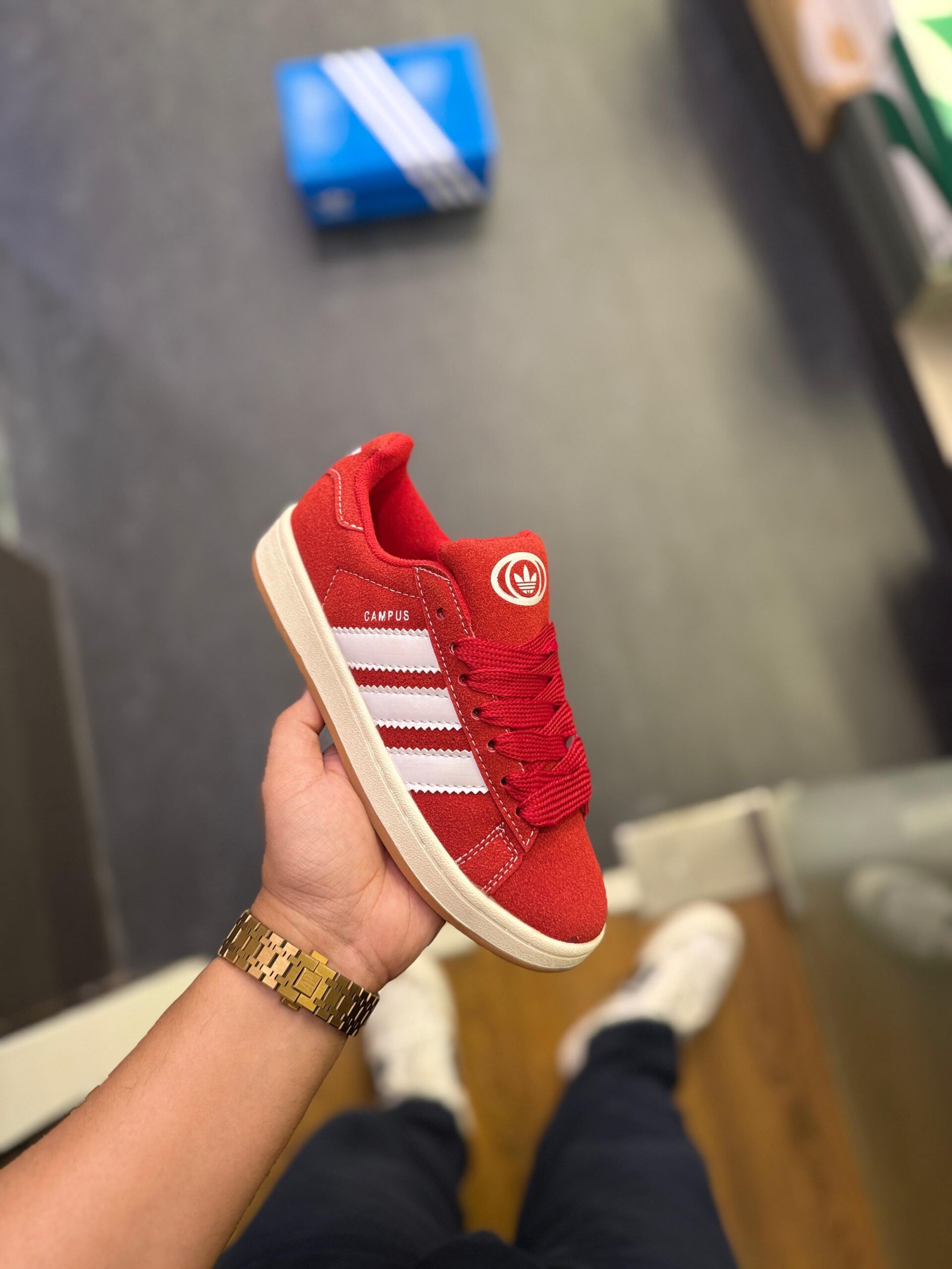 FIRST COPY ADIDAS ORIGINAL CAMPUS 00s 2024 BLOODY RED SHOES FOR GIRL