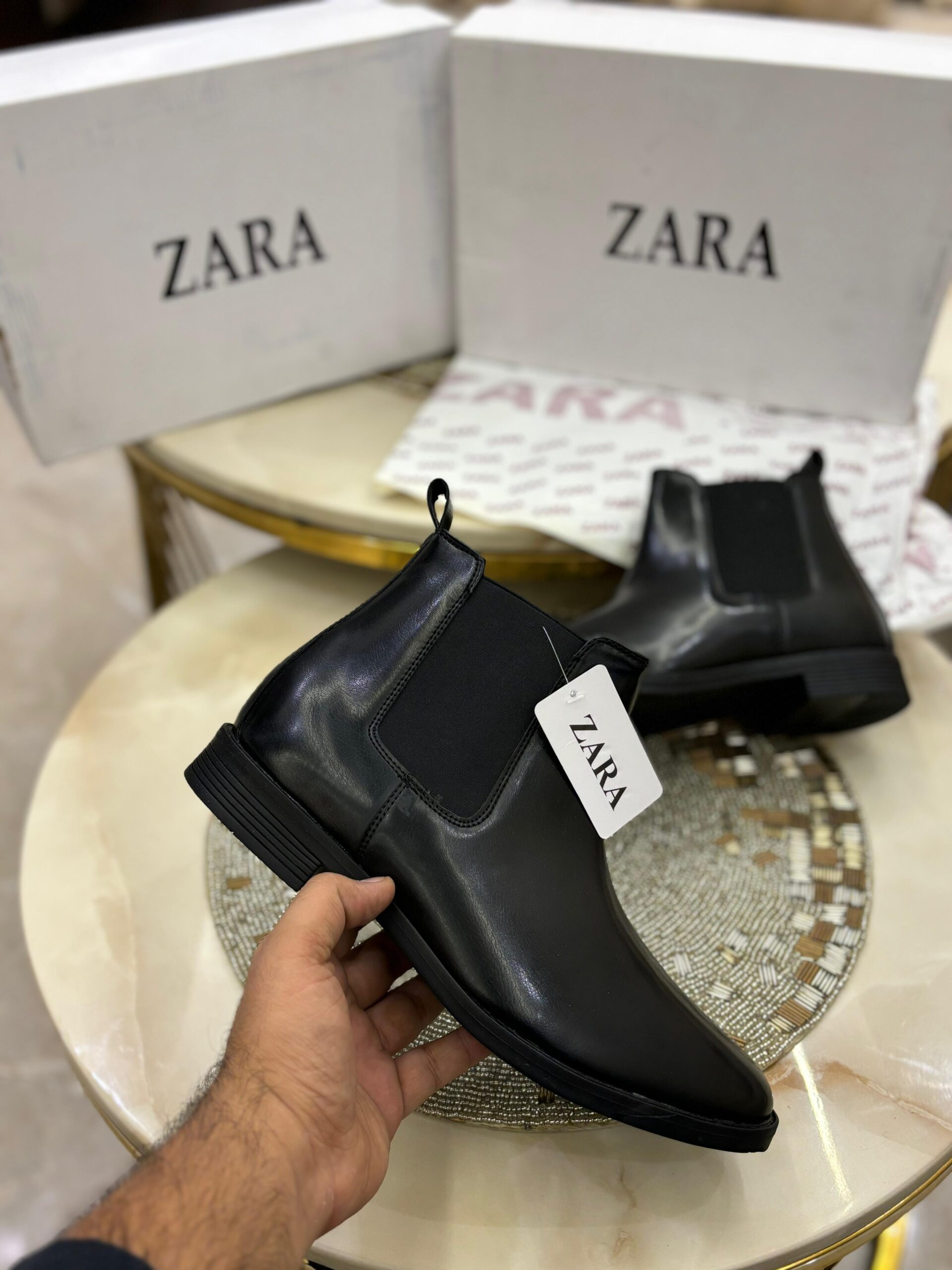 zara leather boots men