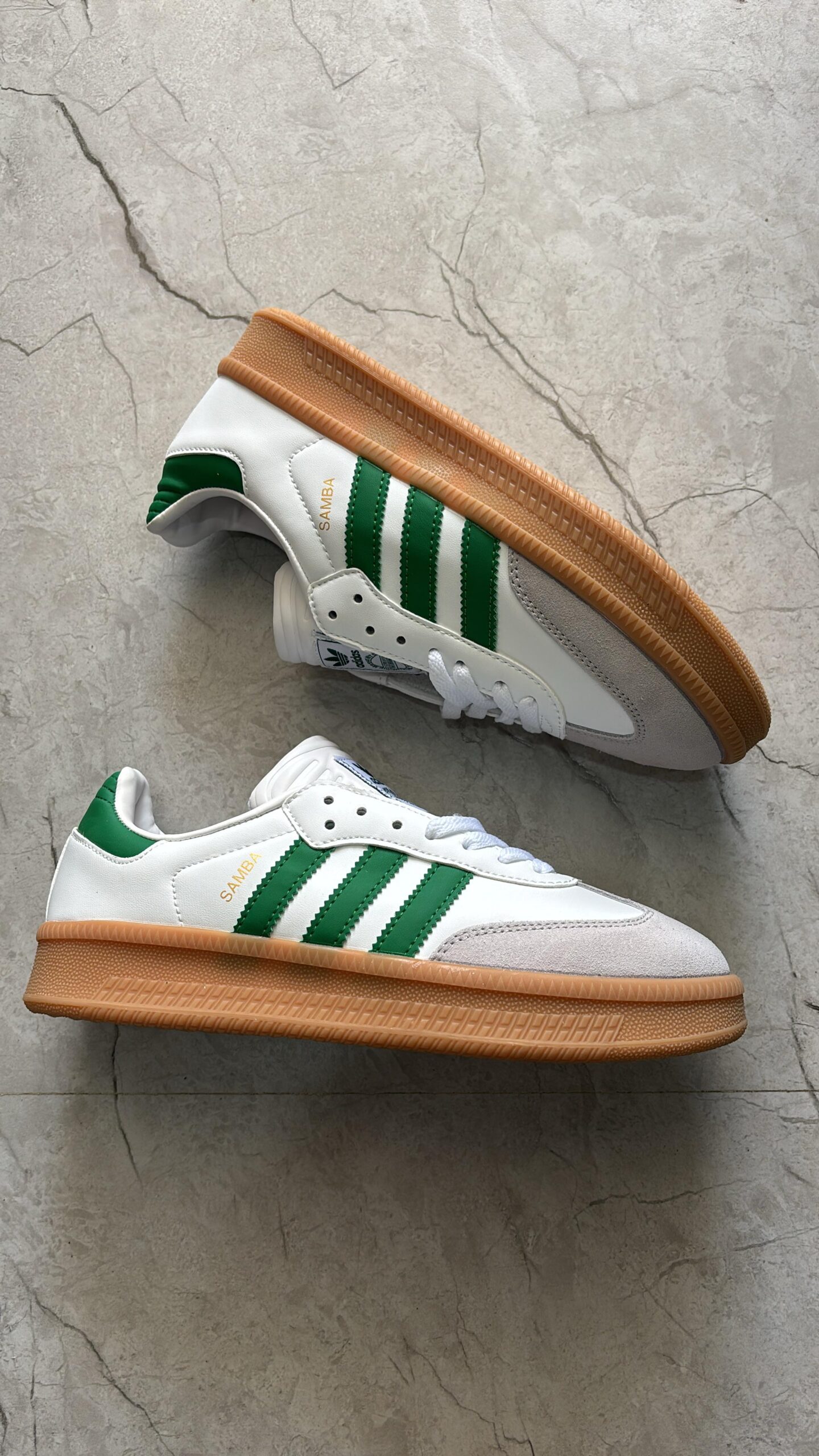 FIRST COPY Adidas samba big sole white green